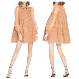 En Saison Button Organza front tiered dress